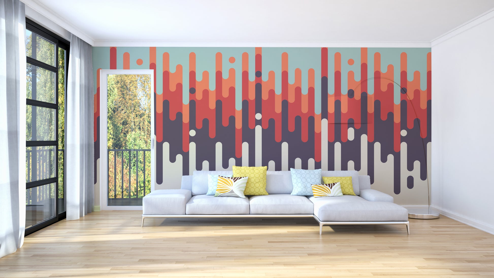 Retro aesthetic wallpaper in striking hues.