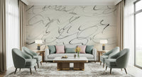 An artistic soft focus mural on minimalist wallpaper.