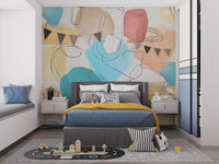 Hand-painted abstract shapes in watercolor wallpaper