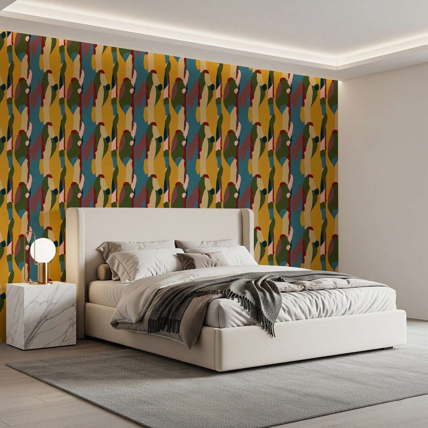 Layered shapes in this Abstract Shapes Modern Geometry Wallpaper for stylish bedroom walls.