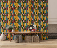 Mid-century inspired Abstract Shapes Modern Geometry Wallpaper design.