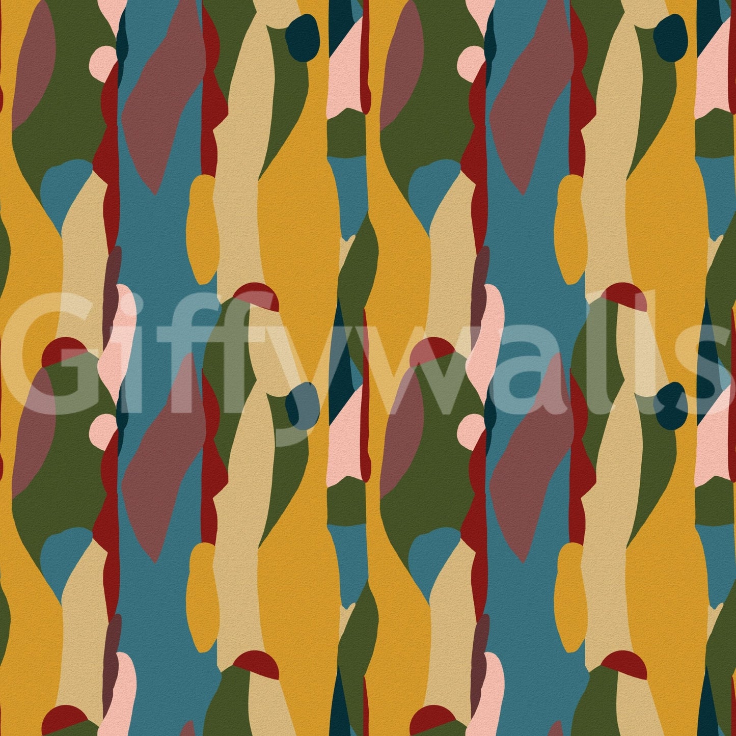 Muted and vibrant tones on Abstract Shapes Modern Geometry Wallpaper.