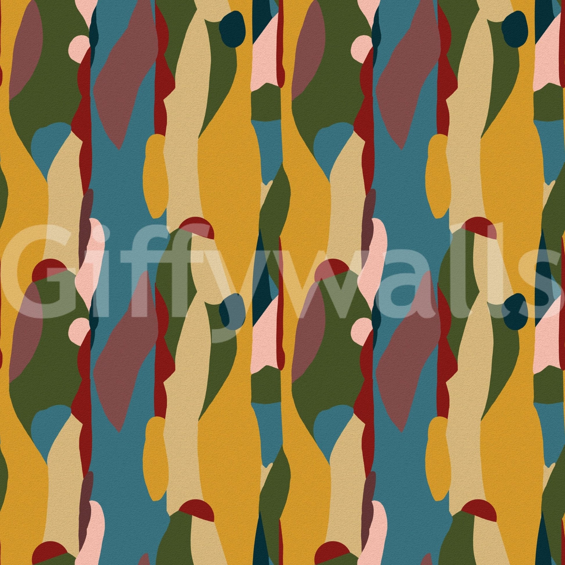 Muted and vibrant tones on Abstract Shapes Modern Geometry Wallpaper.