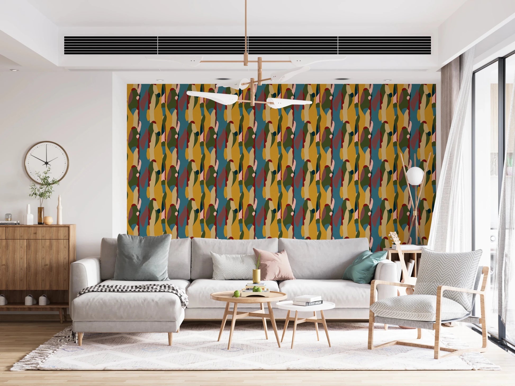 Contemporary art print on Abstract Shapes Modern Geometry Wallpaper.