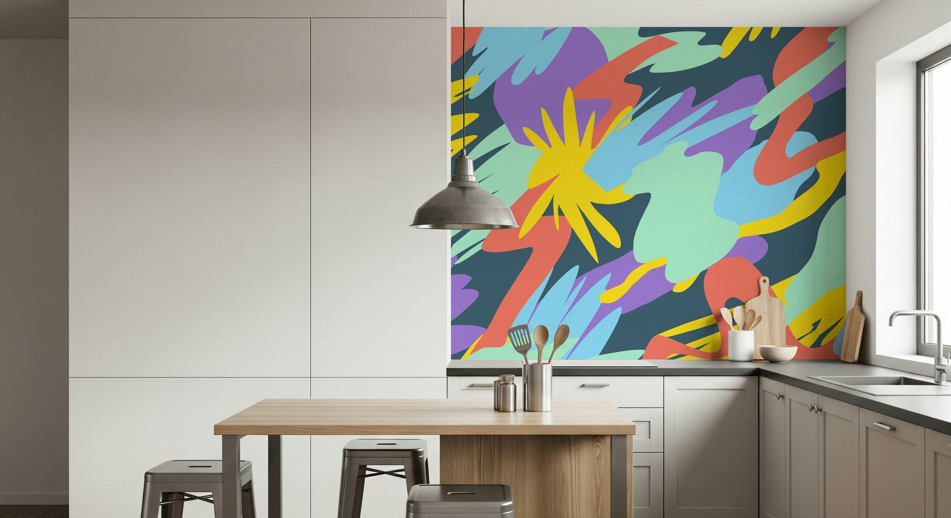 A contemplative night scene wallpaper mural for a feature wall.