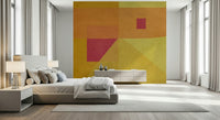 Geometric curvature abstract Abstract Study in Yellow wall panel graphic interior statement.