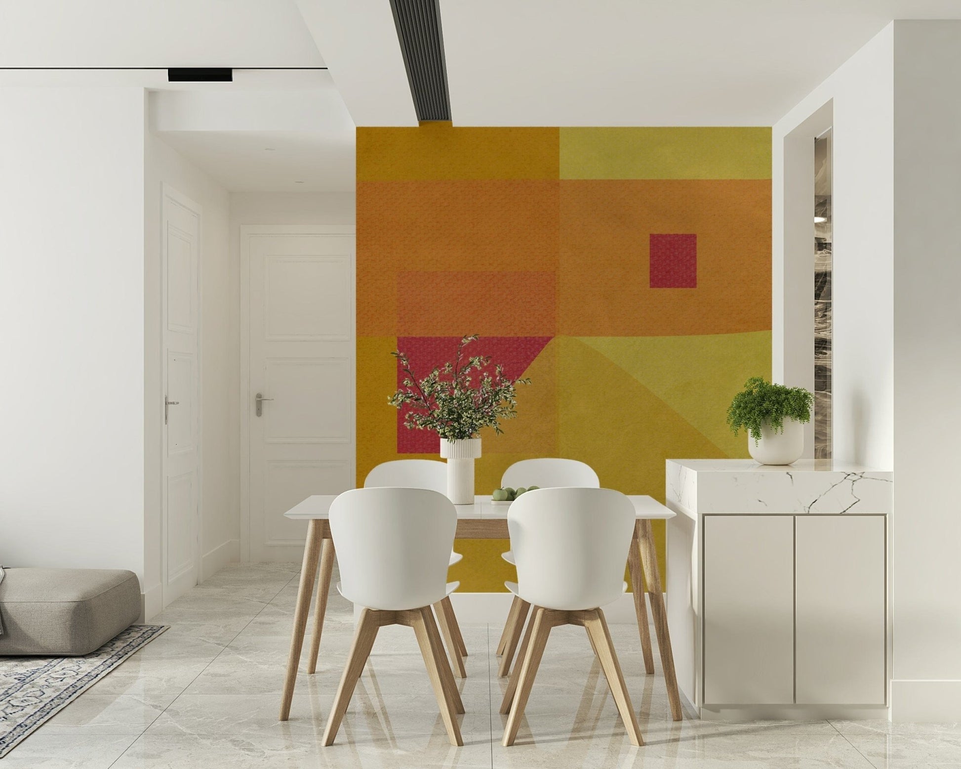 Warm Abstract Study in Yellow hues, inviting wall covering.