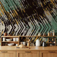 A calming abstract design wallpaper mural that defines a space.