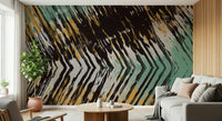 An artistic soft focus mural on minimalist wallpaper.
