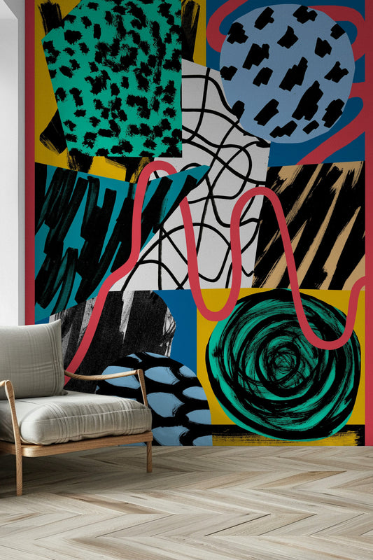 A graceful subtle pattern wall mural in cool, natural tones.

