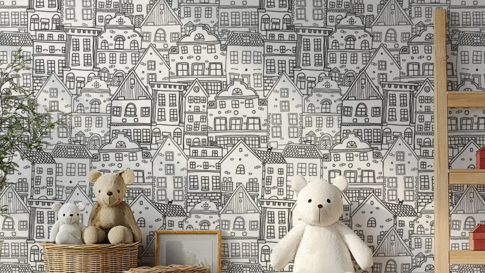 Abstract Township Wallpaper Mural for bold decor