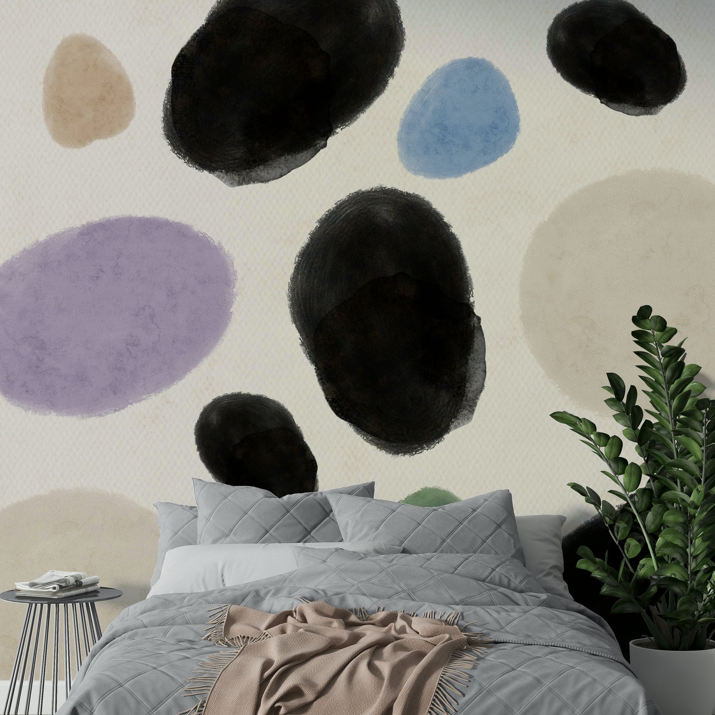 Abstract Watercolor Dots  Wall Mural