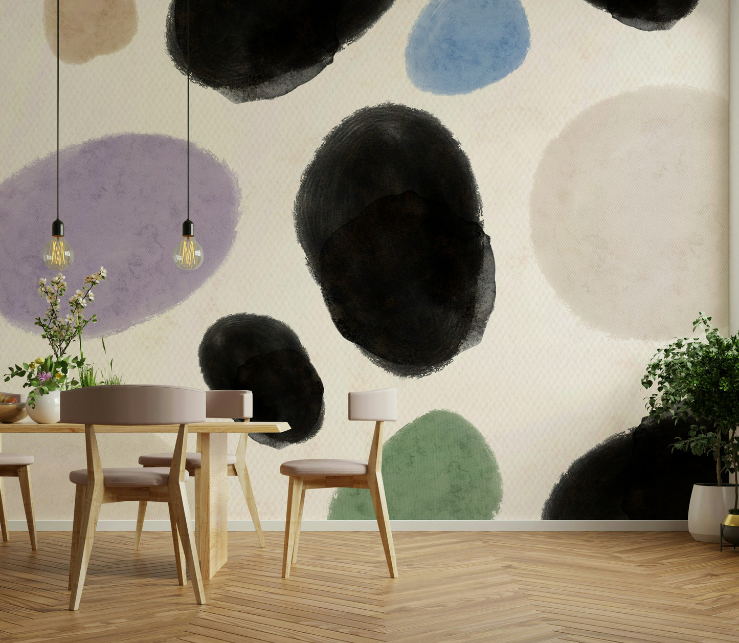 Abstract Watercolor Dots  Wall Mural