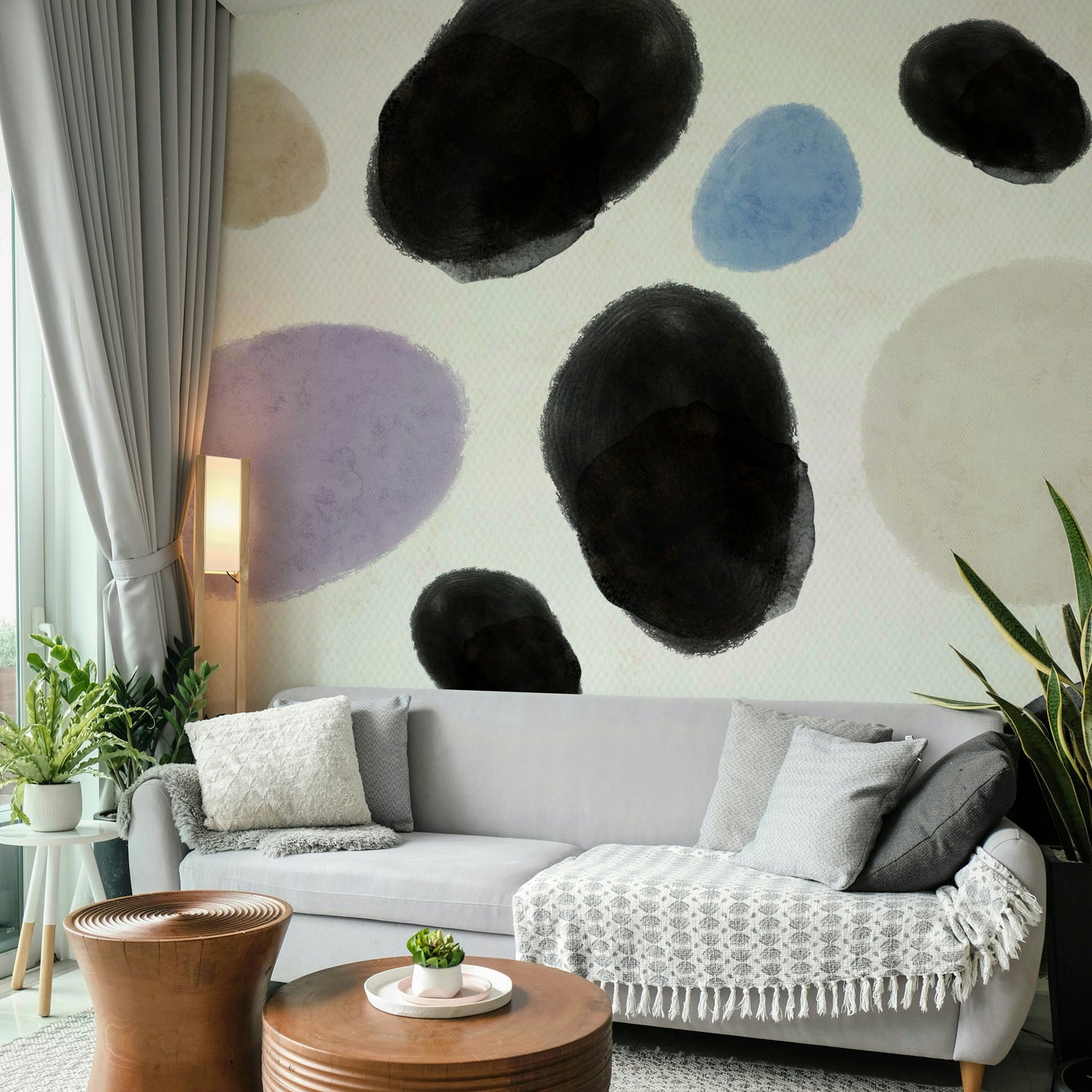 Abstract Watercolor Dots  Wall Mural