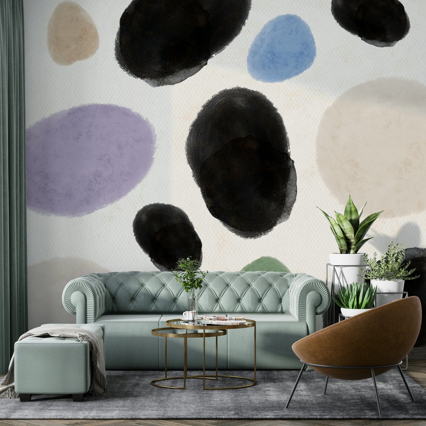 Abstract Watercolor Dots  Wall Mural