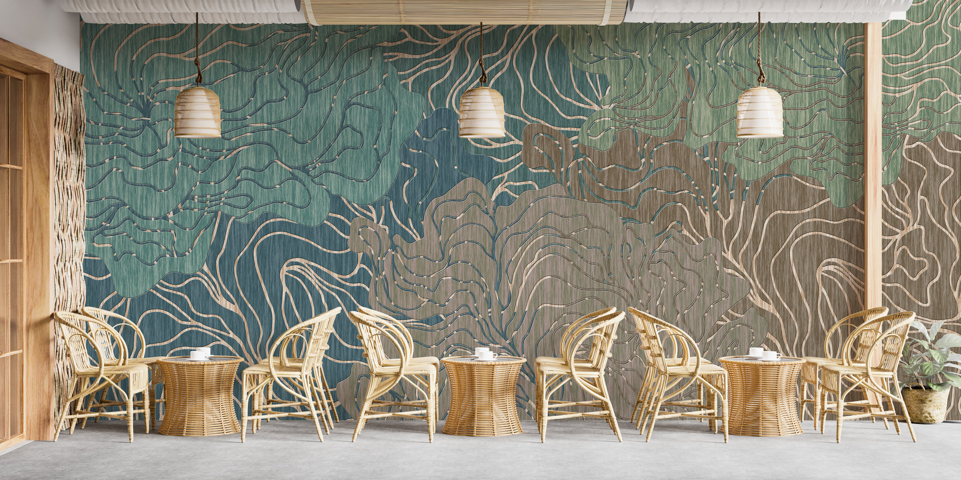 Abstract Wavy Pattern Wallpaper Mural - Giffywalls