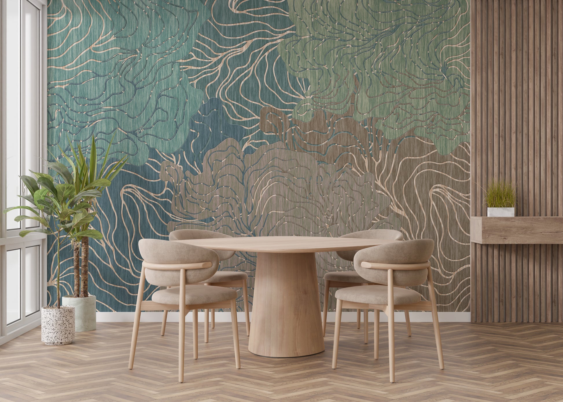 Abstract Wavy Pattern Wallpaper Mural - Giffywalls