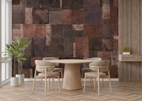 Rustic wooden mosaic wallpaper design
