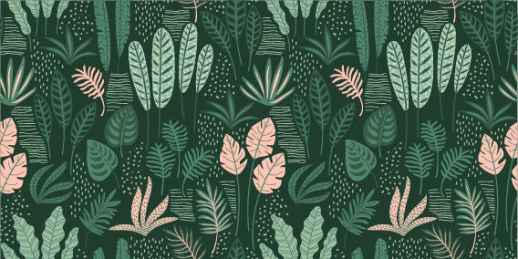 Jade Green Abstract Leaves Wallpaper Mural in your room