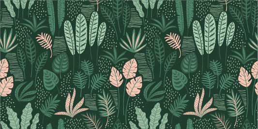 Jade Green Abstract Leaves Wallpaper Mural