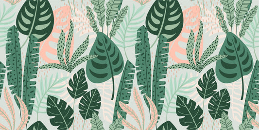 Trendy Green Leaves Wallpaper Mural