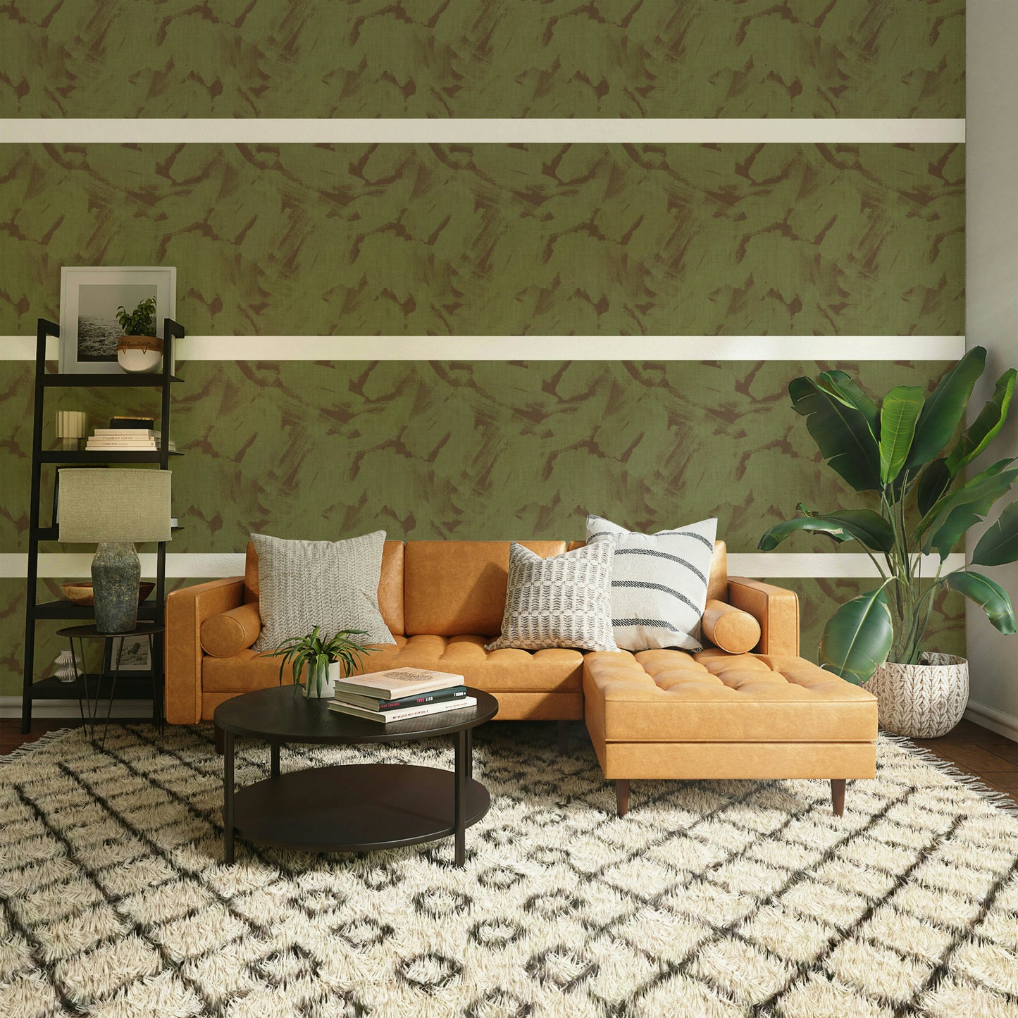 Acrylic Abstract Brushstroke Textured Camo Wallpaper⁠