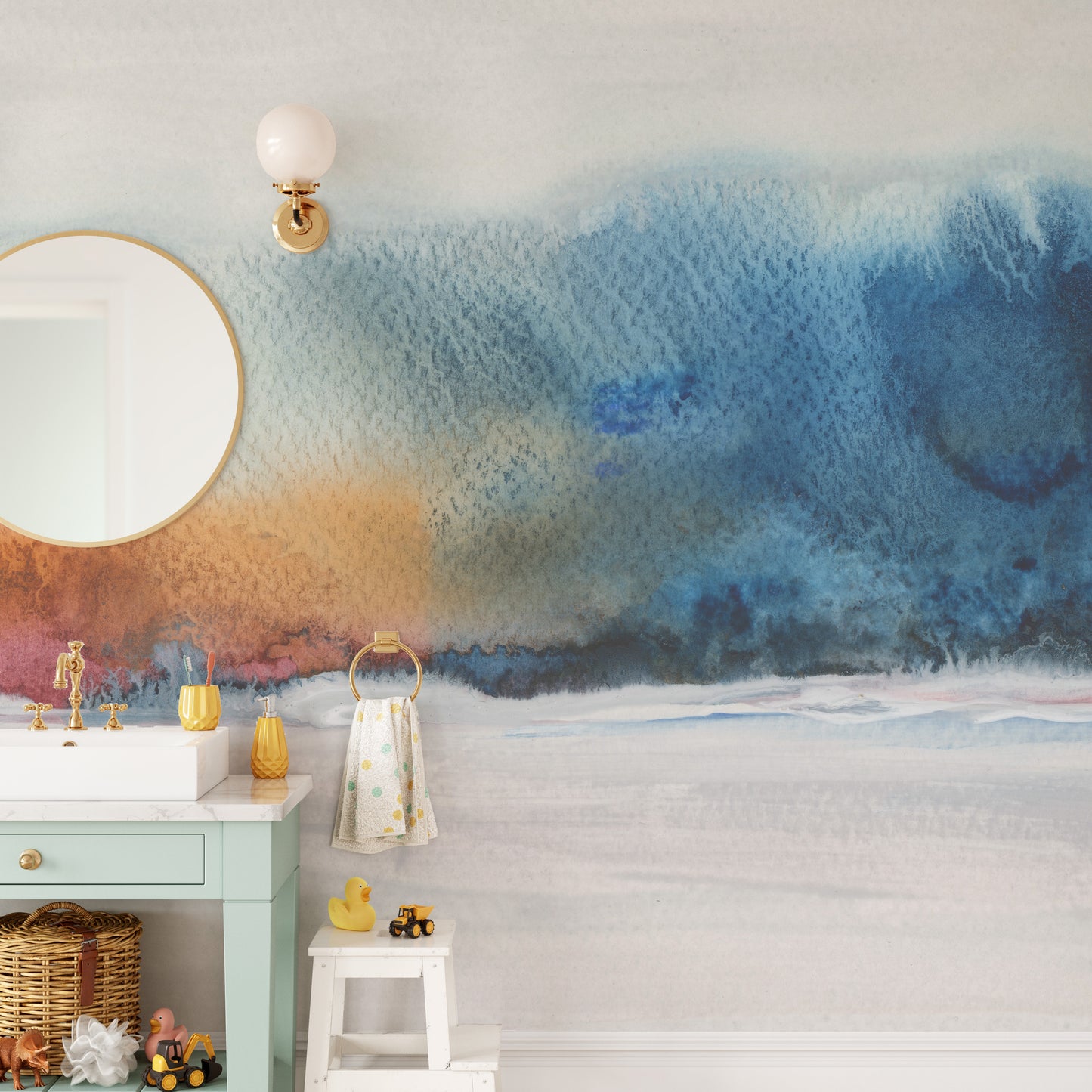 acrylic watercolor flow painting removable peel and stick wallpaper