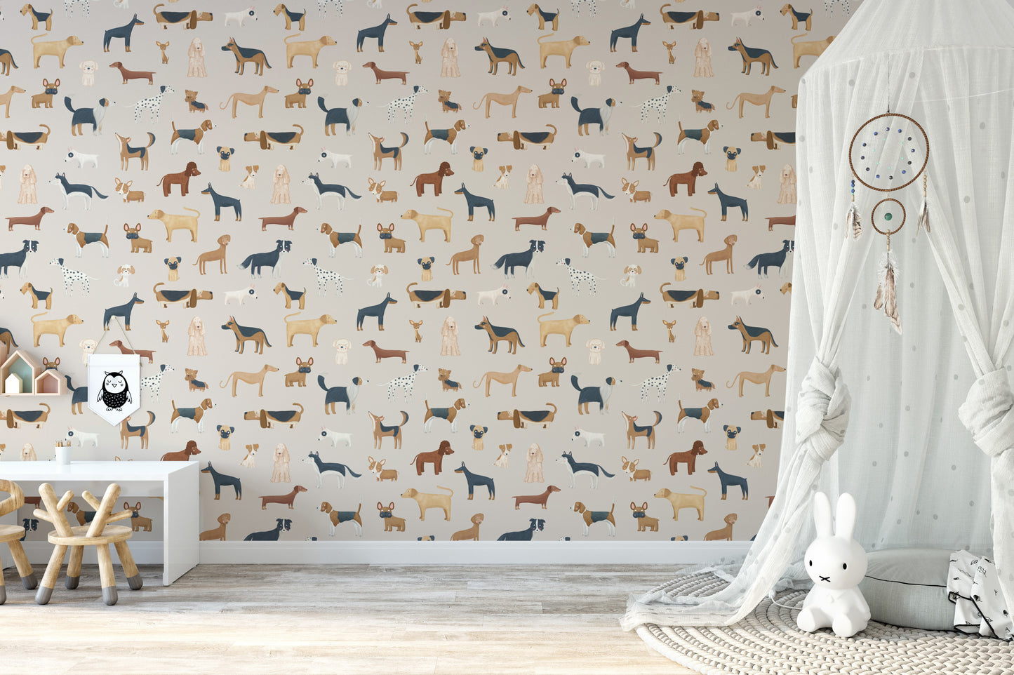 Beige Cute Dogs Wallpaper
