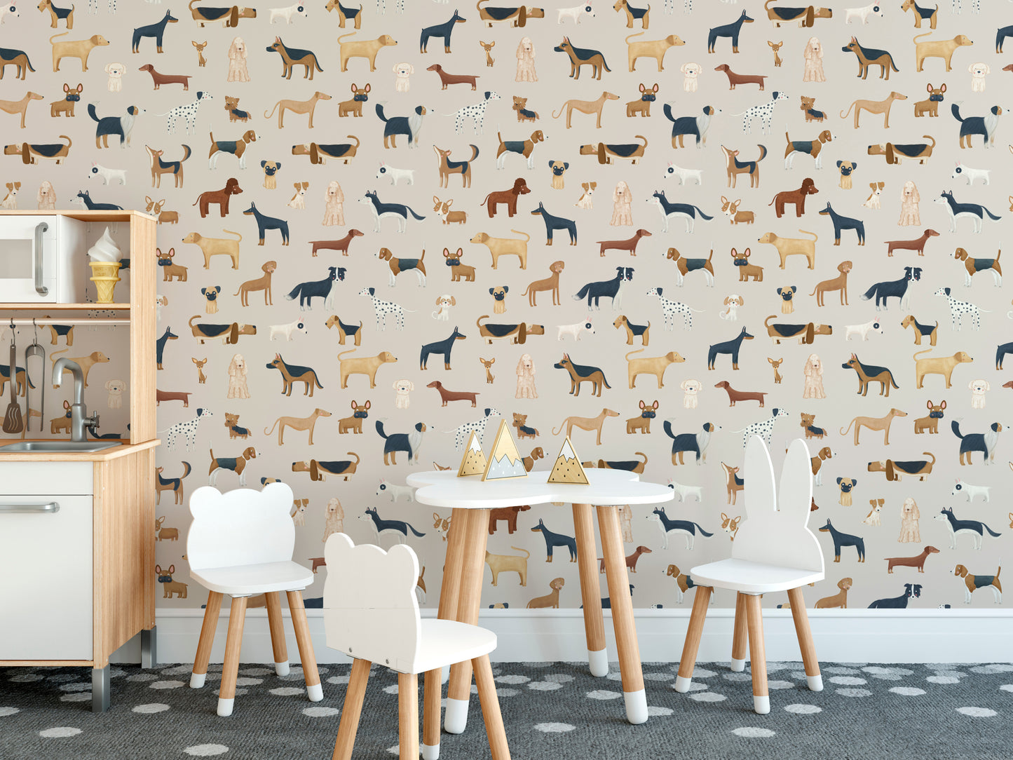 Beige Cute Dogs Wallpaper