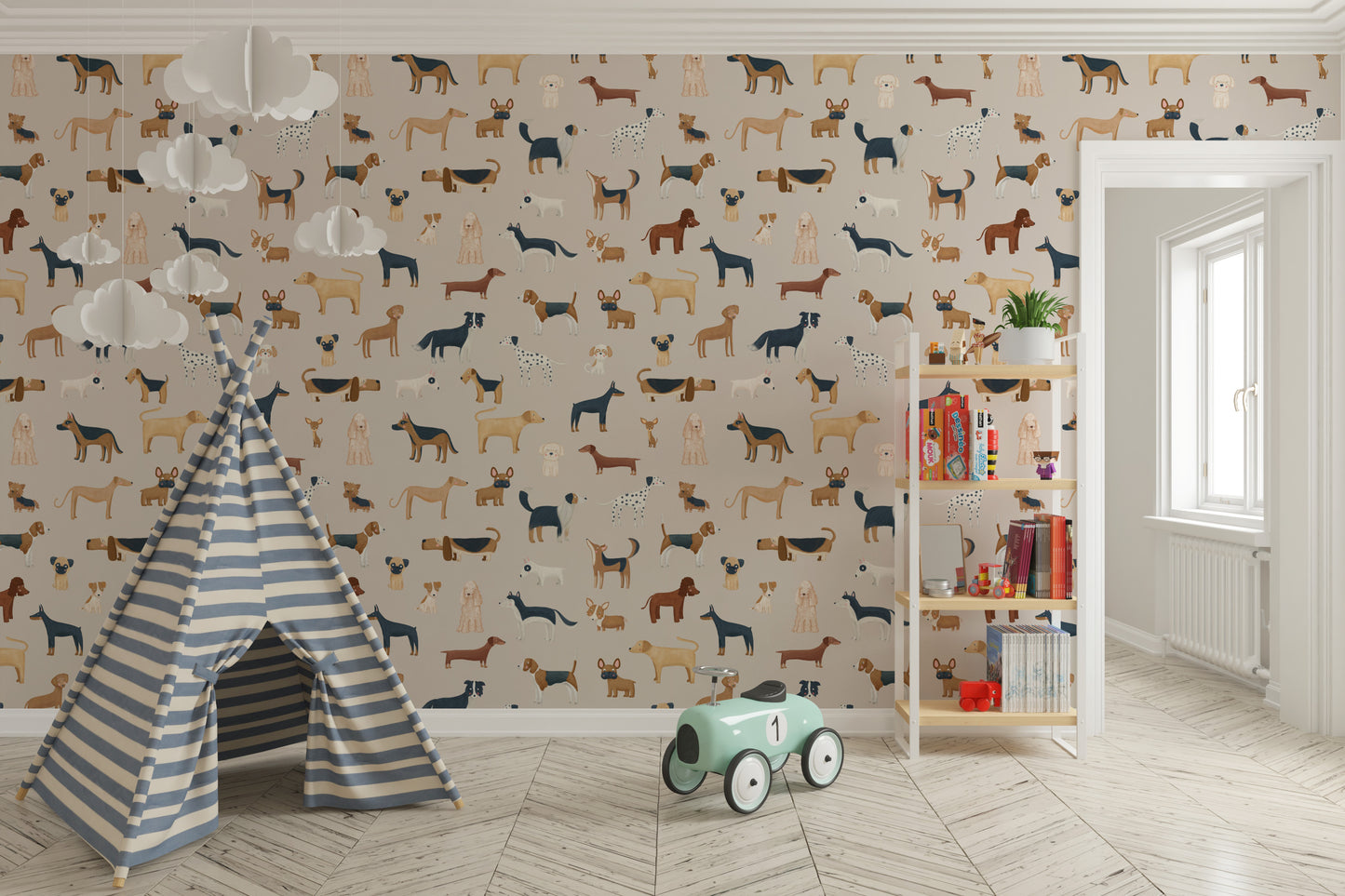 Beige Cute Dogs Wallpaper