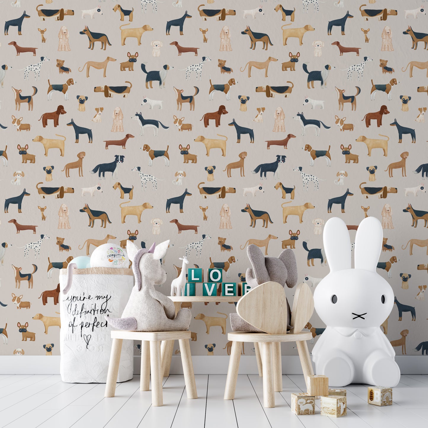 Beige Cute Dogs Wallpaper