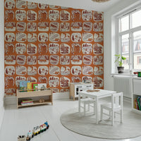 Outdoor Explorer wallpaper showcasing playful sketches of mountains, backpacks, and campfires.