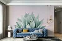 Soft watercolor agave flower wallpaper for bedrooms.