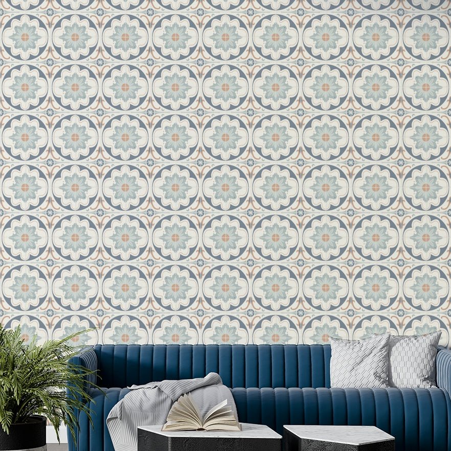 distressed navy cement tiles for walls

