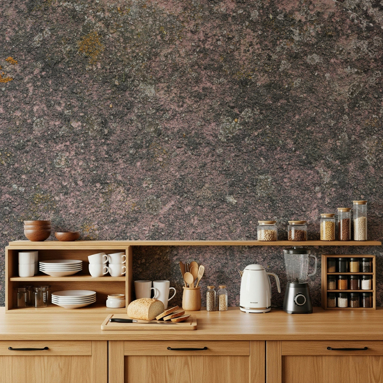 Aged Earth Wall Mural featuring weathered, layered earth textures in warm, natural tones for rustic interiors.