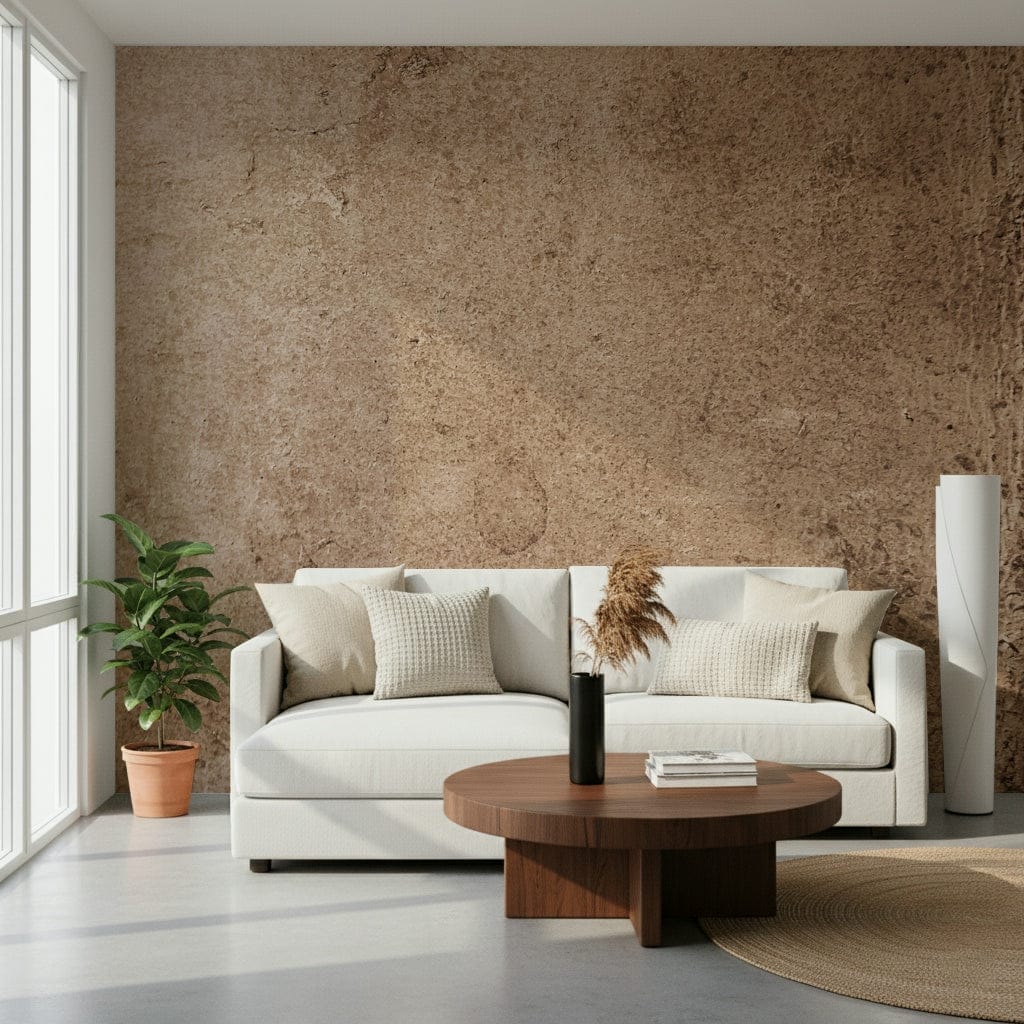 Peach-Colored Leather Texture Wall Mural – Soft aged leather shades with subtle highlights for a timeless, elegant look.