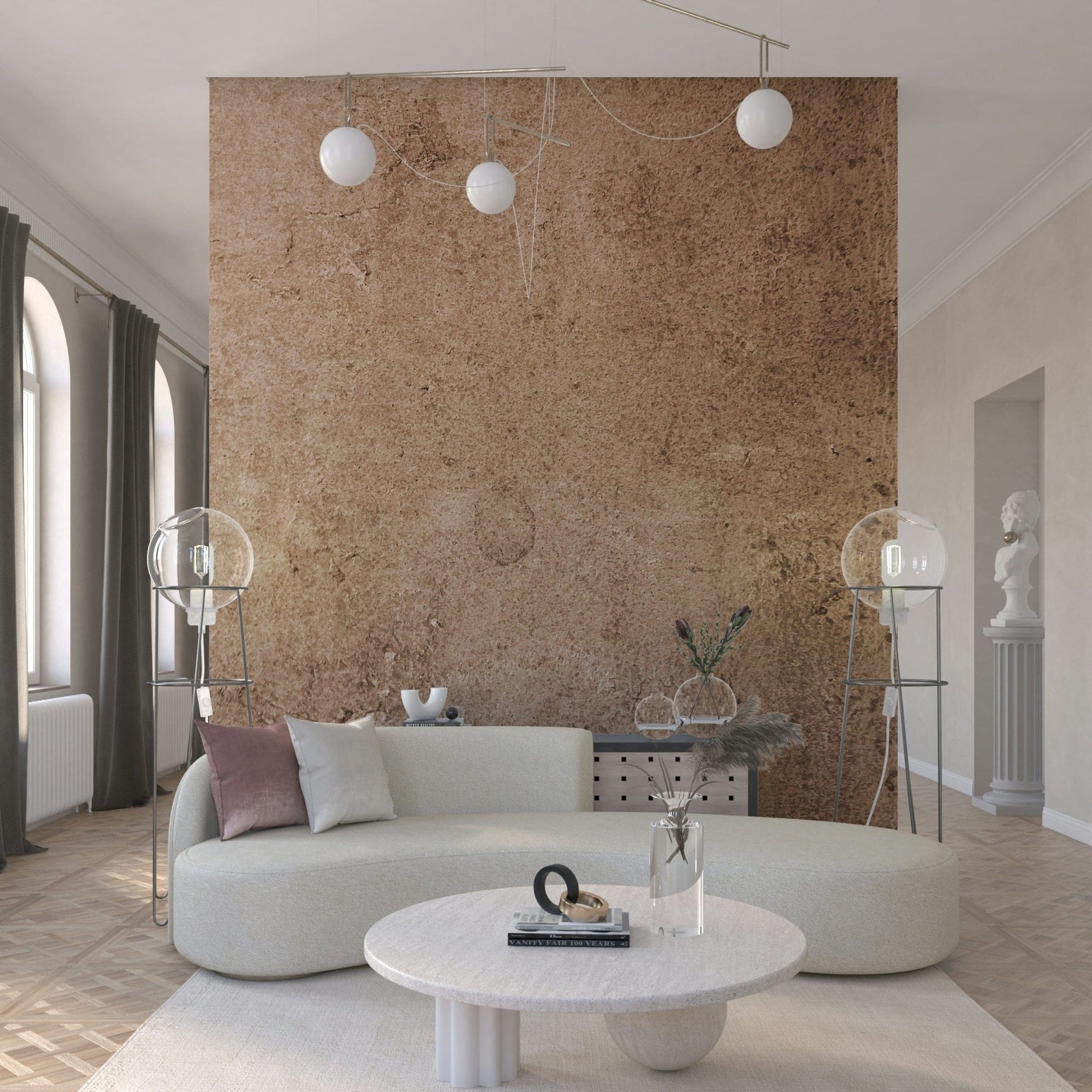 Peach Leather Texture Wallpaper – Warm pastel-toned wall mural featuring realistic aged leather grain and natural patina.