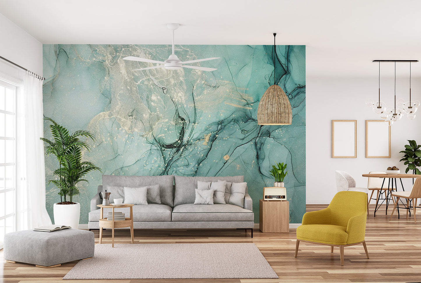 Abstract teal fluid wallpaper
