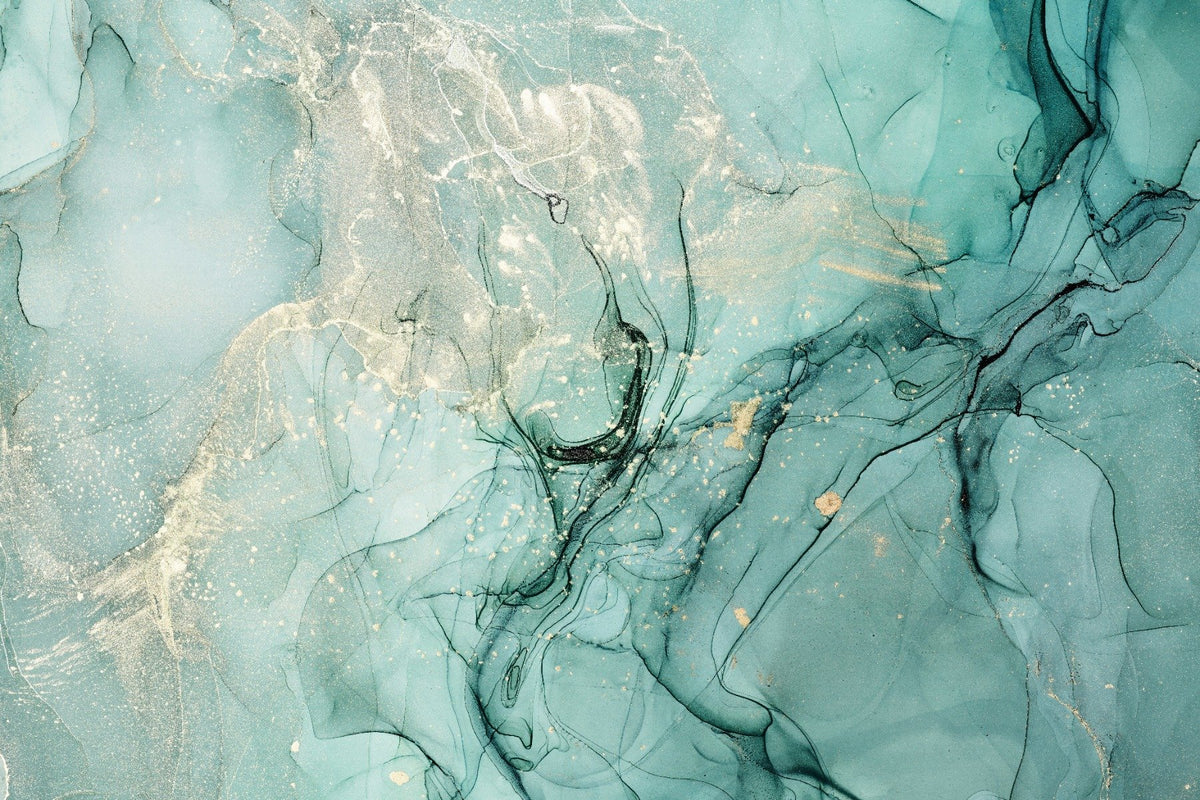 Alcohol Ink Art Teal Color Wallpaper Mural in your room