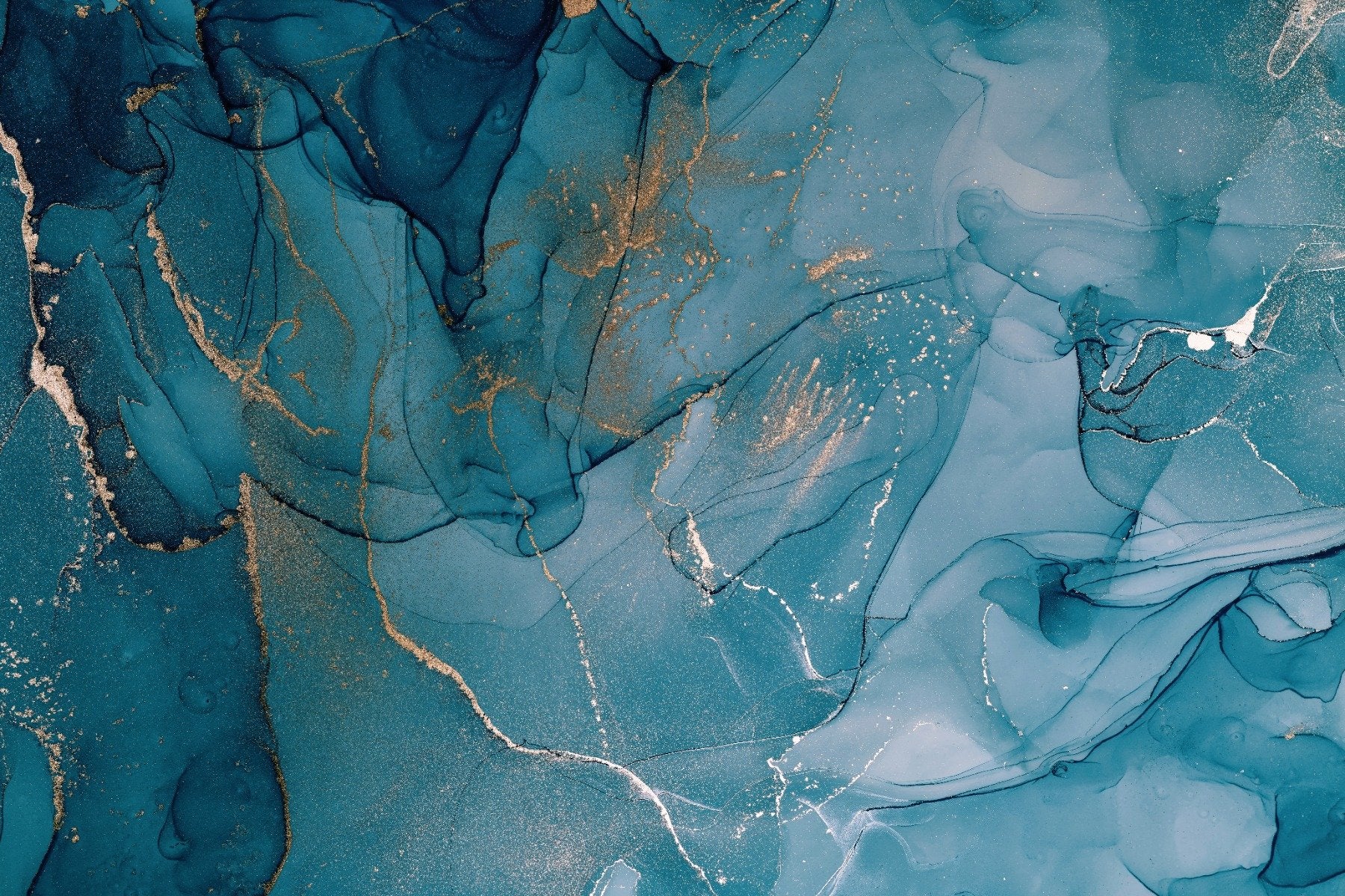 Alcohol Ink Art Blue Wall Mural