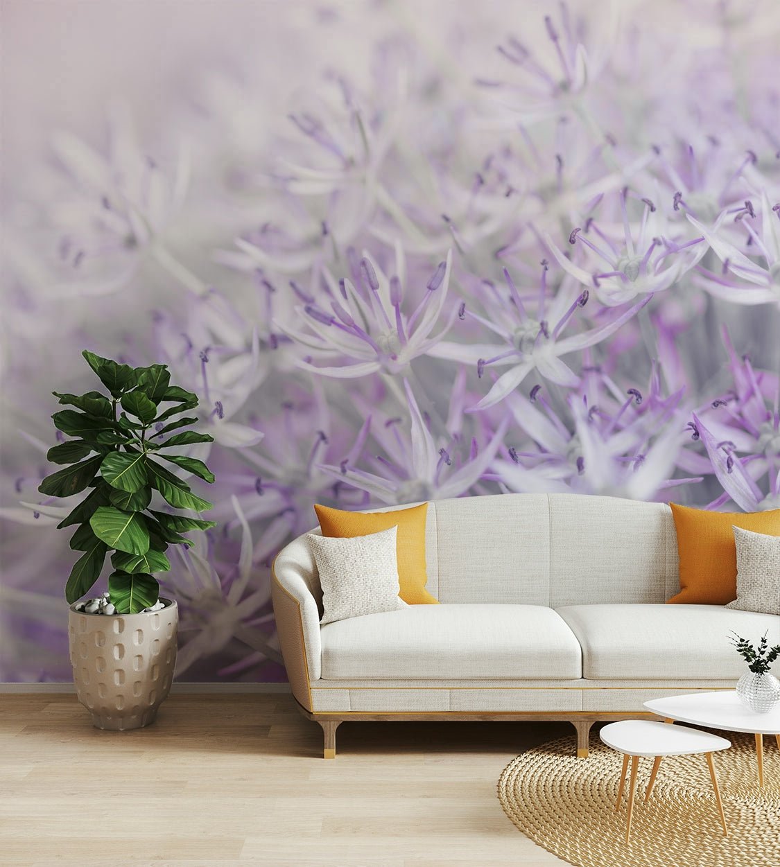 Soft floral details of allium flowers for tranquil interiors

