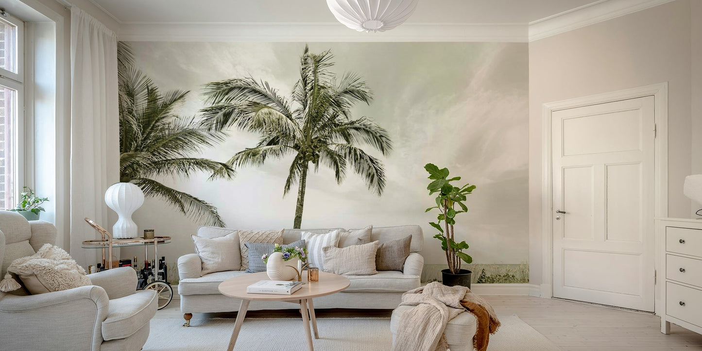 Timeless Alone at the Beach mural with faded textures

