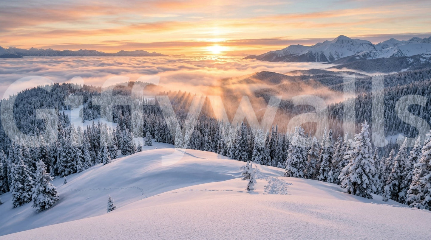 Alpenglow Winter Majesty Wall Mural