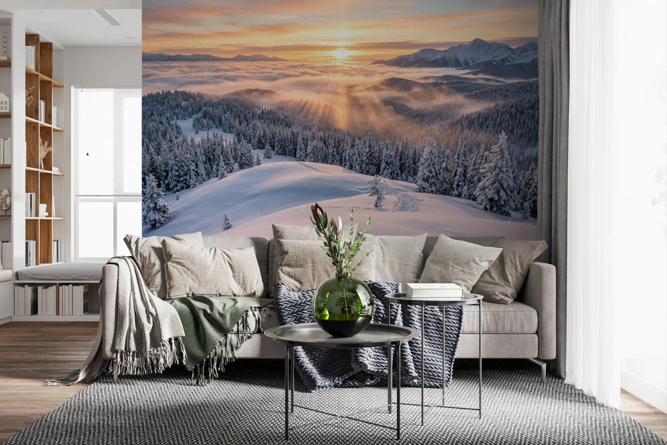 Alpenglow Winter Majesty wall mural snow mountain view