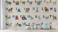 Fun and educational Alphabet Menagerie Wallpaper with animals.