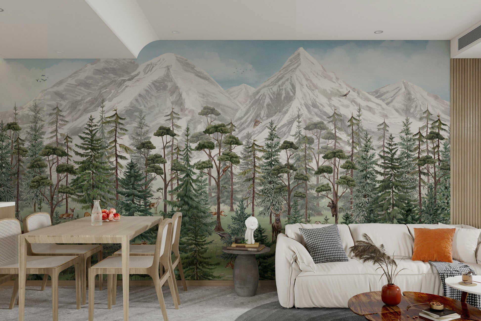 A classic forest scene wallpaper for walls.

