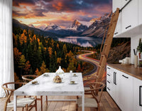 Alpine Sunset Drive wall mural with winding scenic road