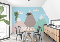 Finely illustrated Mountains Wallpaper Mural - Giffywalls