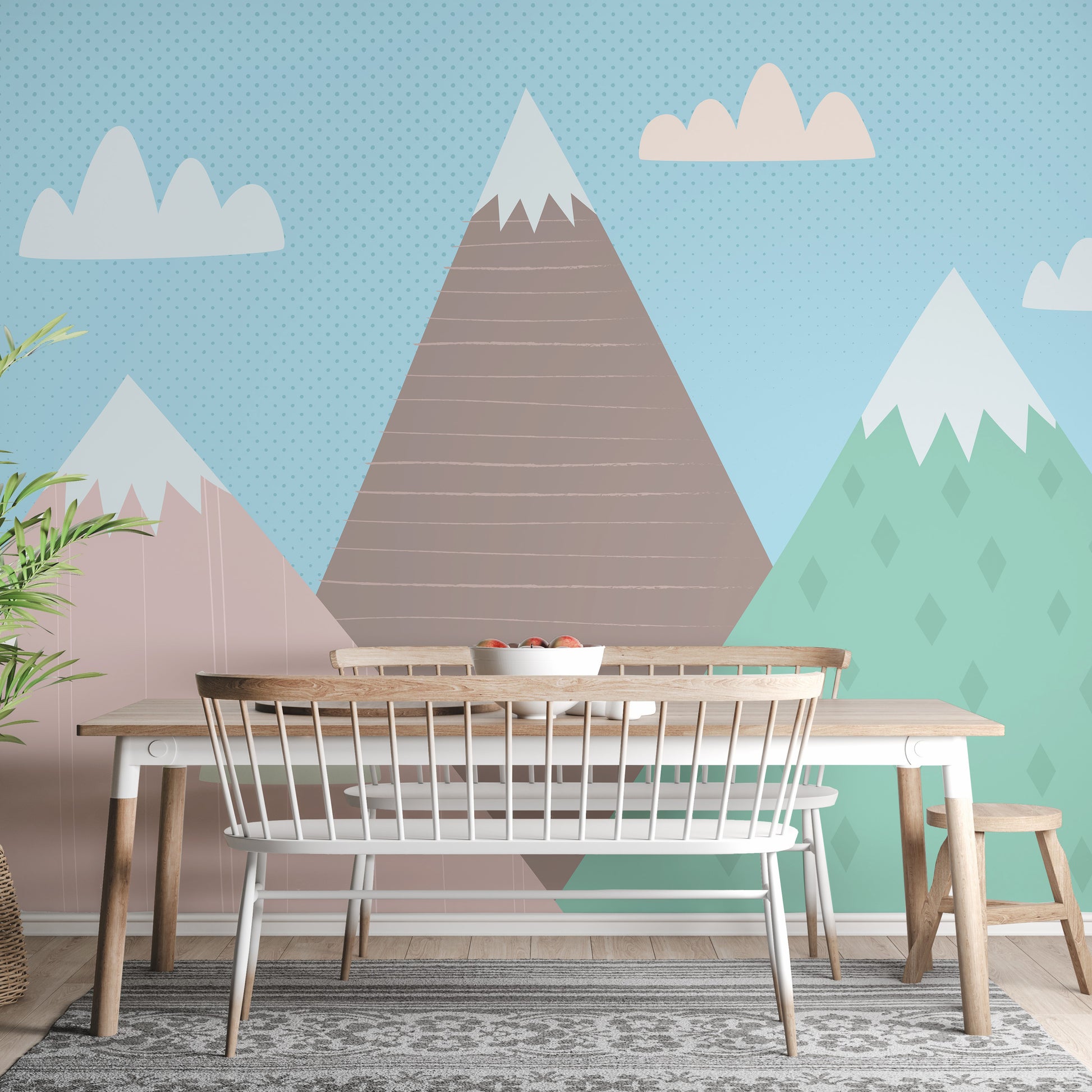 Finely illustrated Mountains Wallpaper Mural - Giffywalls
