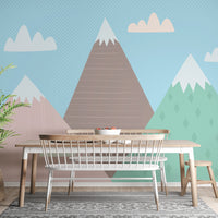 Finely illustrated Mountains Wallpaper Mural - Giffywalls